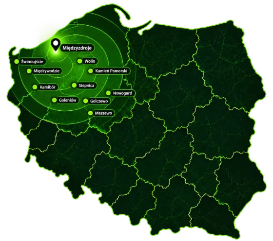 Mapa obszaru działania KOSTEK & KOSTEK